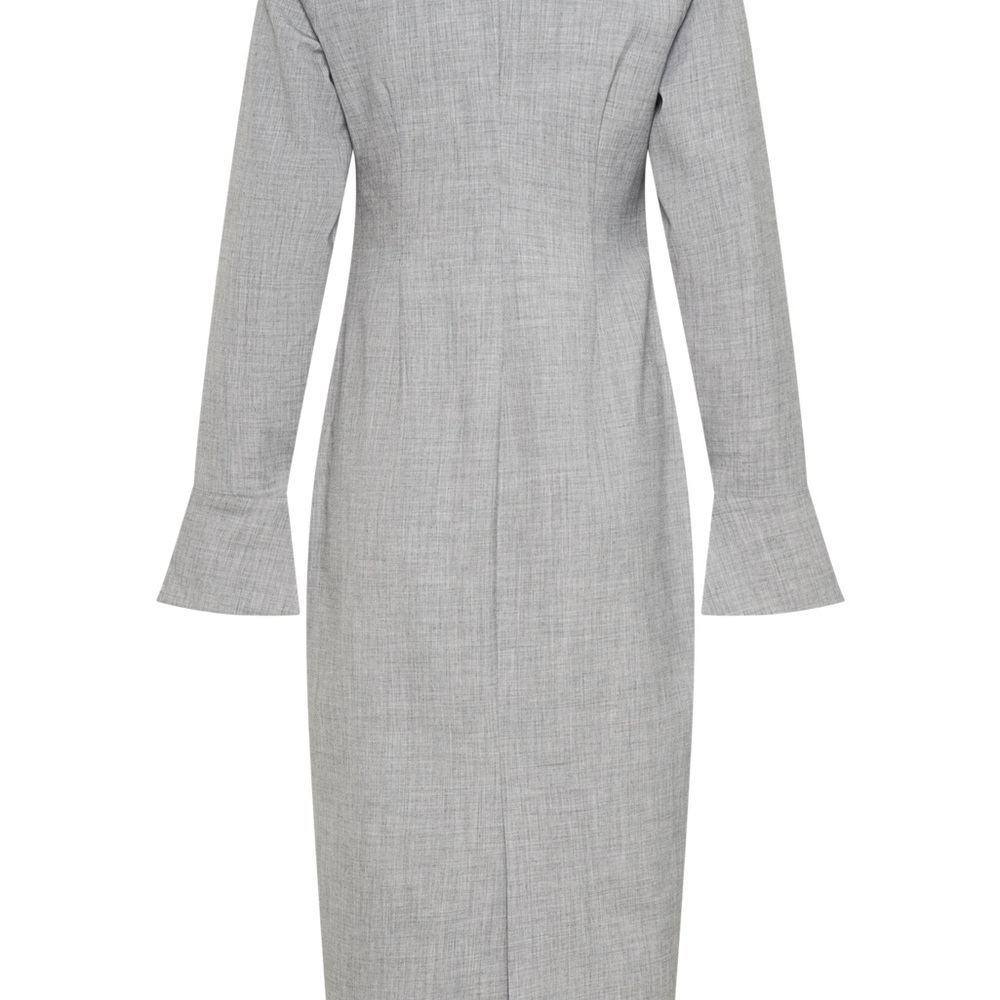 Meshki Light Gray Long-Sleeve Tailored Sheath Dress